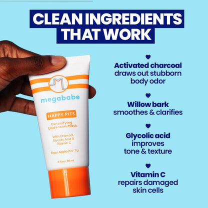 Megababe Happy Pits Underarm Mask, Detox, Odor Control, 3 fl oz