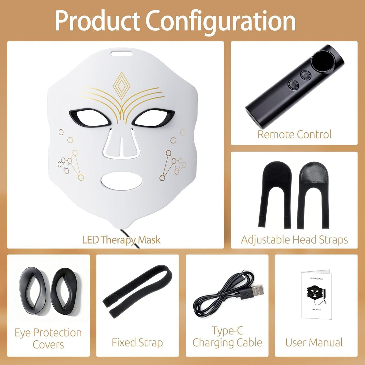Red Light Therapy for Face, 4 Modes LED Light Therapy Mask with 850nm NIR Infrared Red & Blue Light, Rechargeable Portable Facial Skincare Device with Timer for Home Use, Lightweight for Women & Men