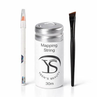 YSEN'S Brow Mapping String Kit – Eyebrow Mapping Kit with 100 Ft Bottles 30m Mapping String, Mapping Pencil & Brow Brush, Brow Lamination Prep Tool for Microblading, PMU Artists and Brow Shaping