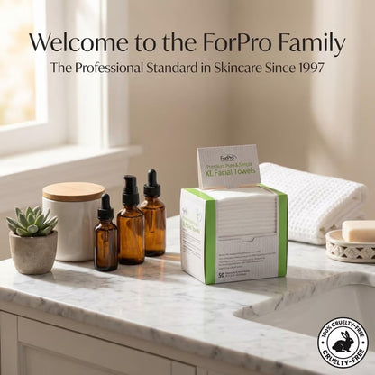 ForPro Pure & Simple XL Facial Towels, 50ct, 10"x11.5", Vegan, Cruelty-Free