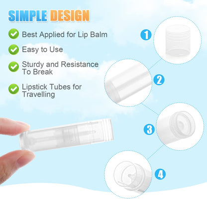 50 Pcs 5.5g Twist-up Lip Balm Tubes,Empty Plastic Lip Gloss Balm Containers Rotatable Deodorant Containers for DIY Homemade Lipsticks, Chapsticks and Homemade Solid Perfume,Clear