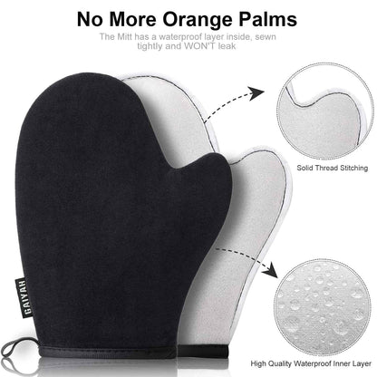3 in 1 Self Tanning Mitts Self Tanner Mitt Applicator Kit - Tanning Glove for Self Tan Mitt, Tanning Brush for Self Tan Back Tanning Applicator Kabuki Body Brush Self Tanner Back