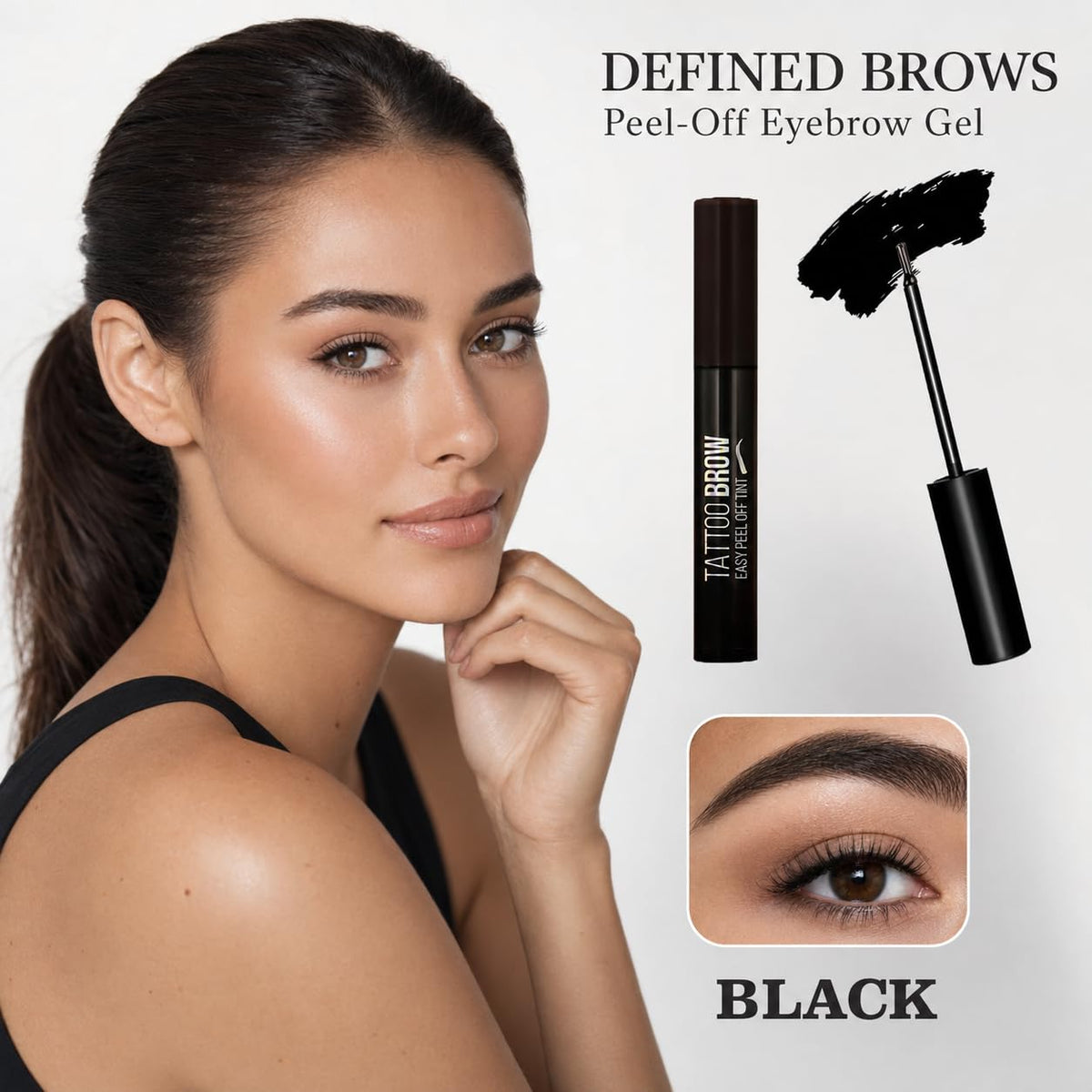 RKISSBEAUTY Eyebrow Tattoo Peel off T int Gel Waterproof Fuller & Defined Looking Brows (Black and Brown)