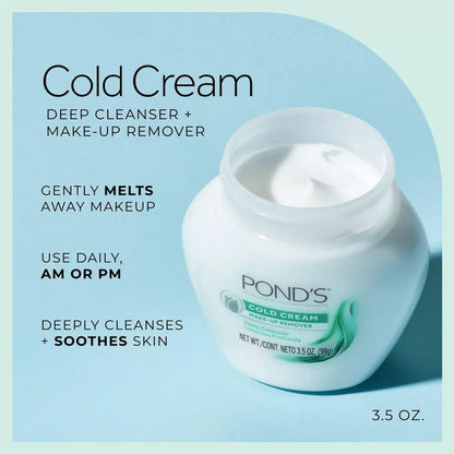 Pond's Cold Cream Make-Up Remover 2-Pack, 3.5 Oz Ea