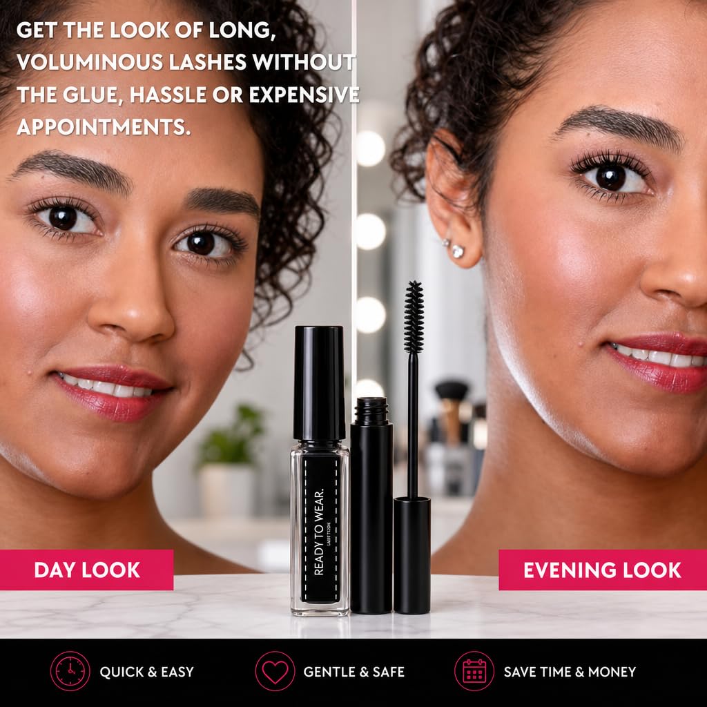 Ready To Wear Lash Extension - Fine DRY Fibers to Extend Lashes, Instantly Volumize & Elongate - No Glue Needed (Must use with Mascara)