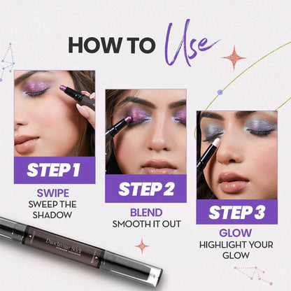 CHARMACY Multichrome 2 in 1 Cream Eyeshadow Stick, Waterproof Eye Brightener Highlighter Stick Makeup, High Pigmented, Smudge-Proof, Vegan & Cruelty-Free (#904)