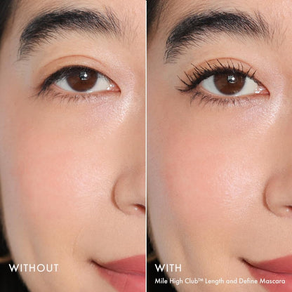 Wander Beauty Mile High Club Length + Define Black Mascara - Smudge-Proof, Lash Lengthening Mascara for a Full, Fanned Out Effect - Castor Oil + Peach Leaf Conditions & Strengthens - 0.31 fl oz