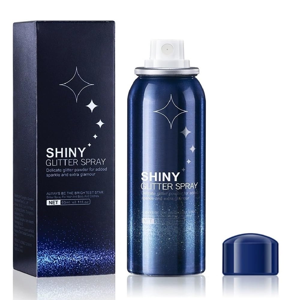 Body Glitter Spray, Perfect Body Shiny for Music Festival Rave Stage Makeup Hair and Face Shimmer Glitter Spray. 2.11 Oz