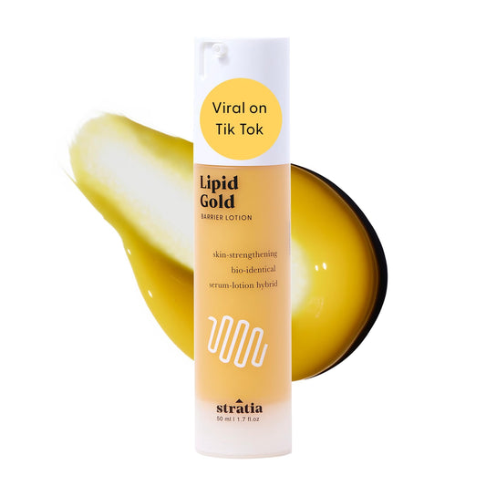 Stratia Lipid Gold Skin-Strengthening Ceramide Moisturizer with Niacinamide, Hydrates & Soothes All Skin Types, 1.7 Fl Oz