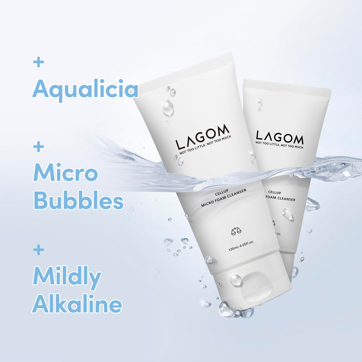 LAGOM Cellup Micro Foam Cleanser, Hydrating Deep Cleansing Face Wash, Korean Makeup Remover, Dense Soft Micro Bubbles, Ultra Fine Dust Removal 4.05 Fl Oz