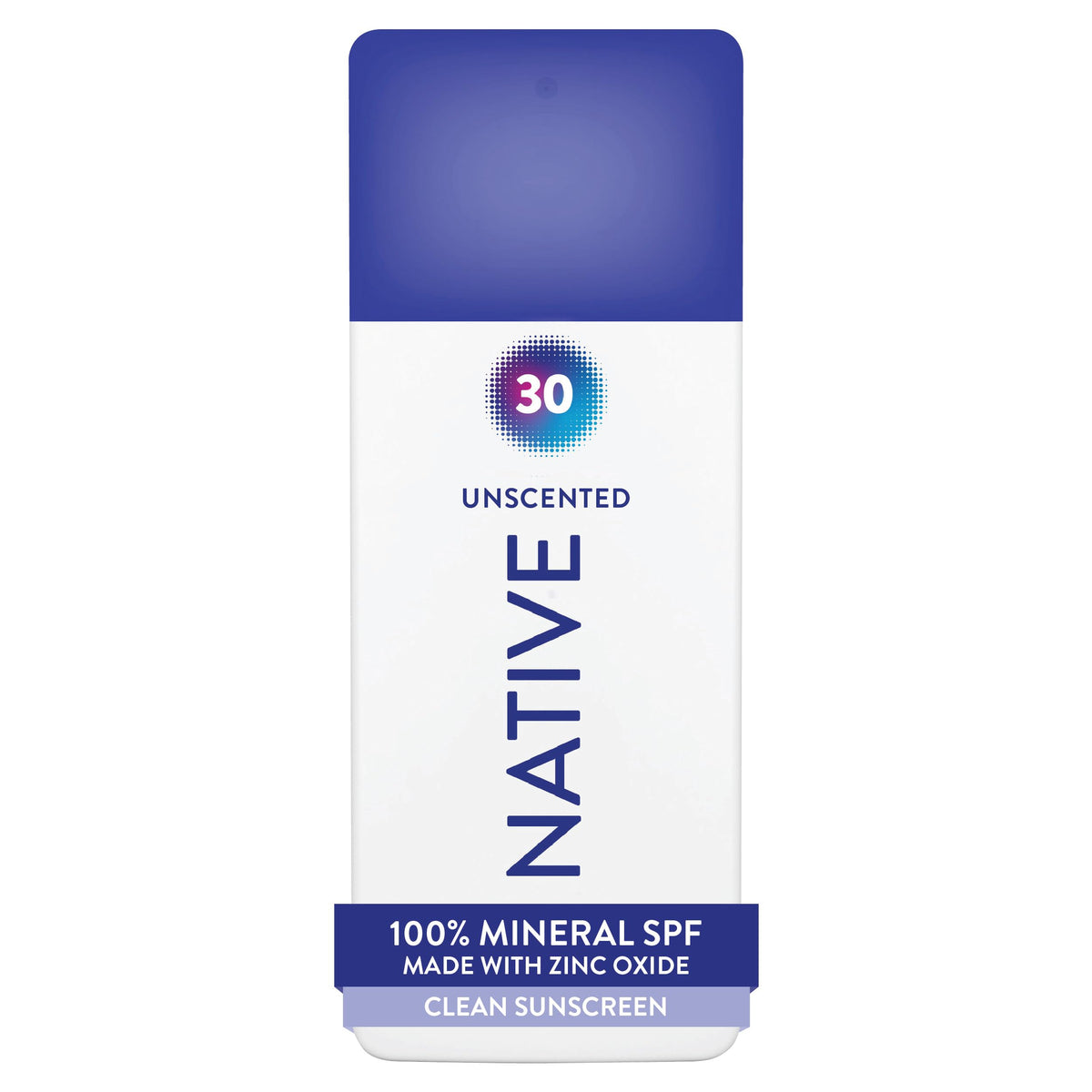 Native Mineral Sunscreen Spray SPF 30, Unscented, with 100% Mineral Zinc Oxide for Face & Body, Hawaii Compliant, Vegan, No White Cast - 7 oz