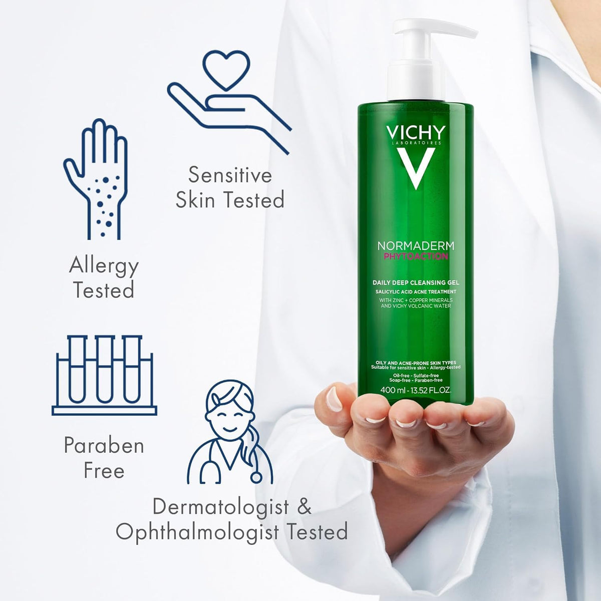 VICHY Normaderm Daily Acne Face Wash with 0.5% Salicylic Acid, 6.76oz