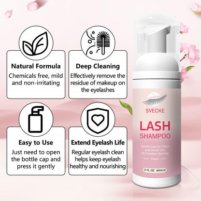 SVECKE Peach Lash Shampoo Kit, Eyelash Extension Cleanser