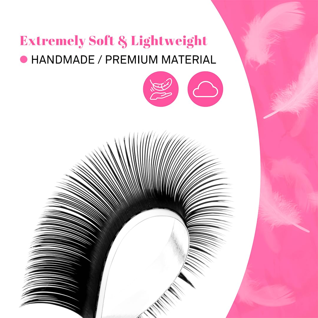 TDANCE Cashmere Volume Lash Extensions C CC D DD LD L B J M Curl 0.03-0.20 thickness 5-20mm, Super Matte Black Individual Eyelashes Tray, Professional Supplies for Lash Techs(0.03-CC,8-15mm)