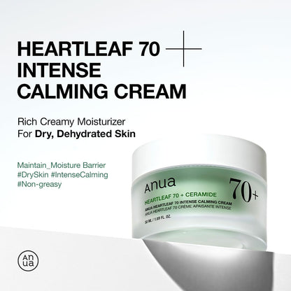 Anua Heartleaf 70 Intense Calming Cream with Ceramide, 1.69 fl.oz