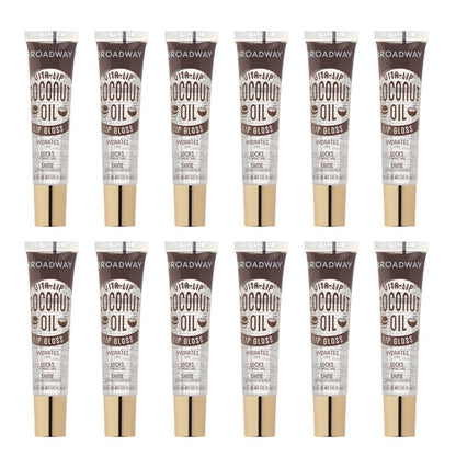 Ruby Kisses Broadway Vita-Lip Clear Lip Gloss (Coconut Oil 12 Pack), Ultra-Hydrating & Soothing Formula with Vitamin Oils, High-Shine Non-Sticky Finish, Healing Glossy Lip Balm Locks in Moisture