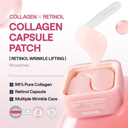MEDIHEAL Retinol Collagen Capsule Eye Patches (60 Count) Wrinkles & Firming