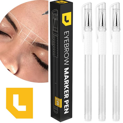 LIUDEX 3pcs Skin Marker Pen Eyebrow PMU Microblading Outline Pencil | Felt Pen White Brow Position Mapping Pencil White Marker Pen Beauty SPMU | Permanent Makeup Position Mark Tools