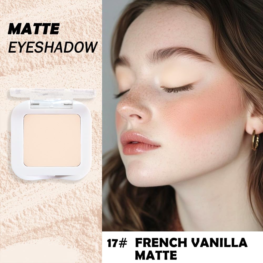 HHLTOH Neutral Nude Eyeshadow Palette, Light Beige Ivory White Matte Eye Shadow, Soft Blendable Natural Everyday Makeup for Mature Skin, Vegan & Cruelty-Free, Sombras para Ojos #11