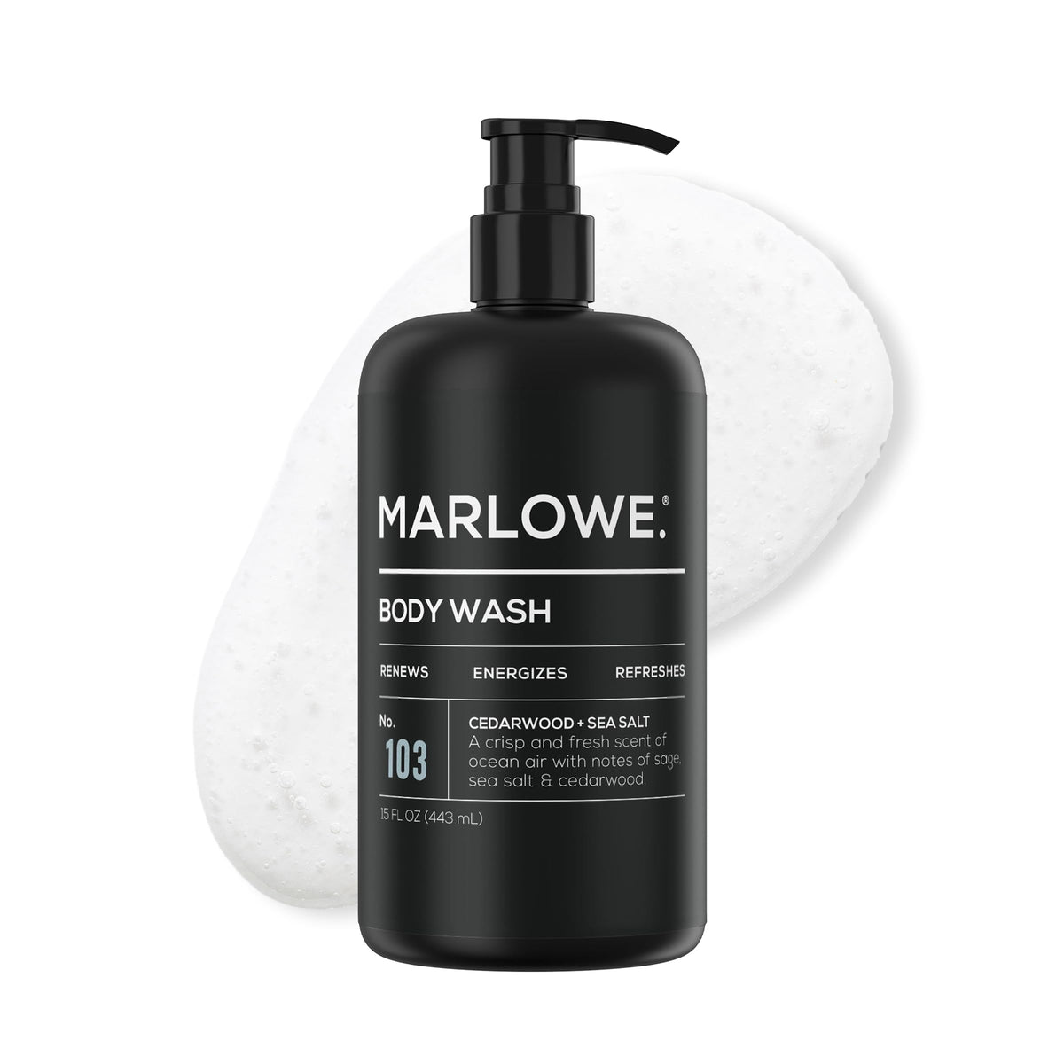 MARLOWE. Men's Body Wash, Refreshing Shower Gel, Cedarwood, 15 oz Pump