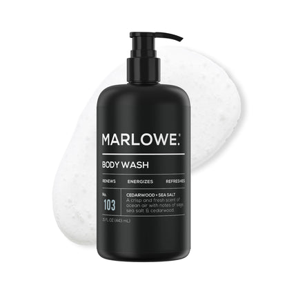 MARLOWE. Men's Body Wash, Refreshing Shower Gel, Cedarwood, 15 oz Pump
