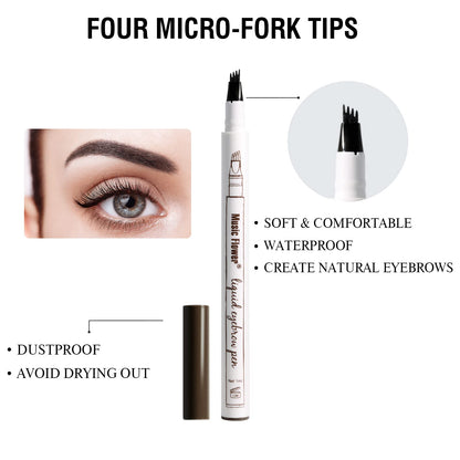 Music Flower Eyebrow Pencil, Liquid Eyebrow pen, Waterproof Brow Pen with Micro-Fork Tip, Fine Sketch Long Lasting Smudgeproof Microblading Pen - Chestnut
