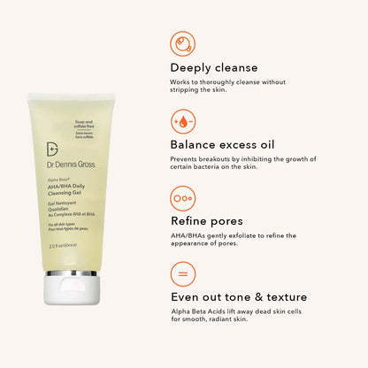 Dr Dennis Gross Alpha Beta® AHA/BHA Daily Cleansing Gel, for Skin That is Dull, Congested and Uneven Tone & Texture (2 Fl Oz)