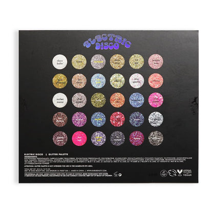 KARA BEAUTY ELECTRIC DISCO Glitter Eyeshadow Palette – 30 Color Pressed Glitter Makeup Palette for Face, Body & Eyes No Glue Needed Chunky & Fine Glitter for Rave, Festival Makeup Mermaid Vibes & More