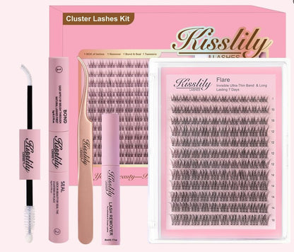 Flare Lashes With Invisible Band DiyNatural Eyelash Extension Kit Bond SealEyelash Glue and Lash Remover Beginner FriendlyIndividual Lashes Waterproof and Long lastingMakeup