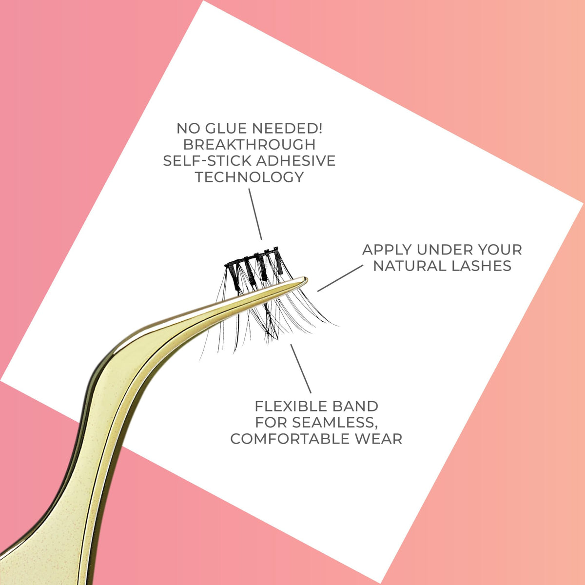 Kiss Impress Falsies Press On Self Adhesive Eyelashes, 14mm-16mm Natural Volume Press On Lashes, Black, No Glue Needed, Invisible Band, 12 Lash Clusters - Edgy