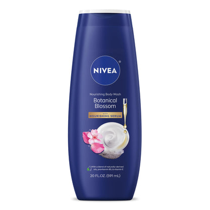 NIVEA Nourishing Botanical Blossom Body Wash, Nourishing Serum, 20 FL OZ