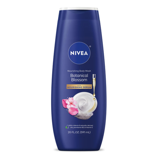 NIVEA Nourishing Botanical Blossom Body Wash, Nourishing Serum, 20 FL OZ