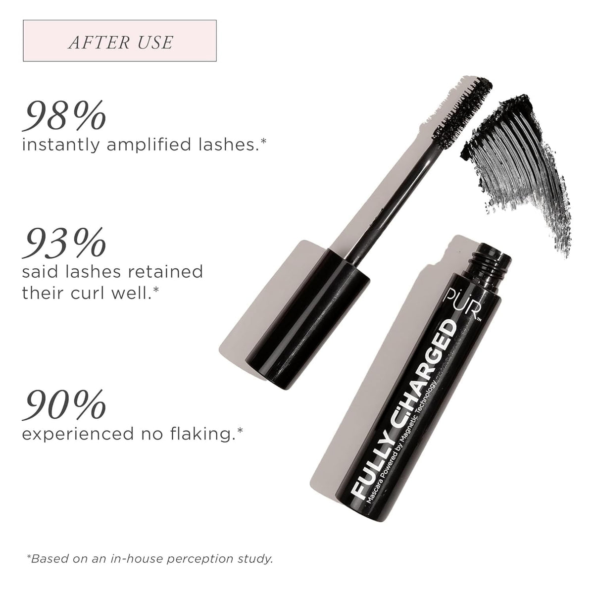 PÜR Fully Charged Thickening Mascara, Volumizing, Lengthening, Travel Size