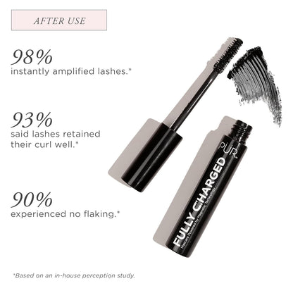 PÜR Fully Charged Thickening Mascara, Volumizing, Lengthening, Travel Size