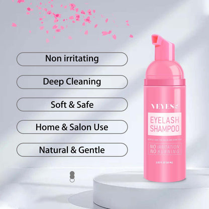 VEYES INC Lash Shampoo for Lash Extensions. Eyelash Wash for Extensions & Natural Lashes. Eyelash Extension Cleanser + Brush,Oil & Sulfate Free,60ml. Lash Supplies for Salon & Home Care