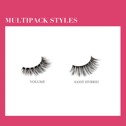 Kiss Lash Couture Luxtensions Collection False Eyelashes Multipack, 'Volume Full Set', 14 mm, Super Slim Band, Light & Flexible Wear, Flat Lash & Laser Cut Technology, Includes 4 Pairs of Strip Lashes