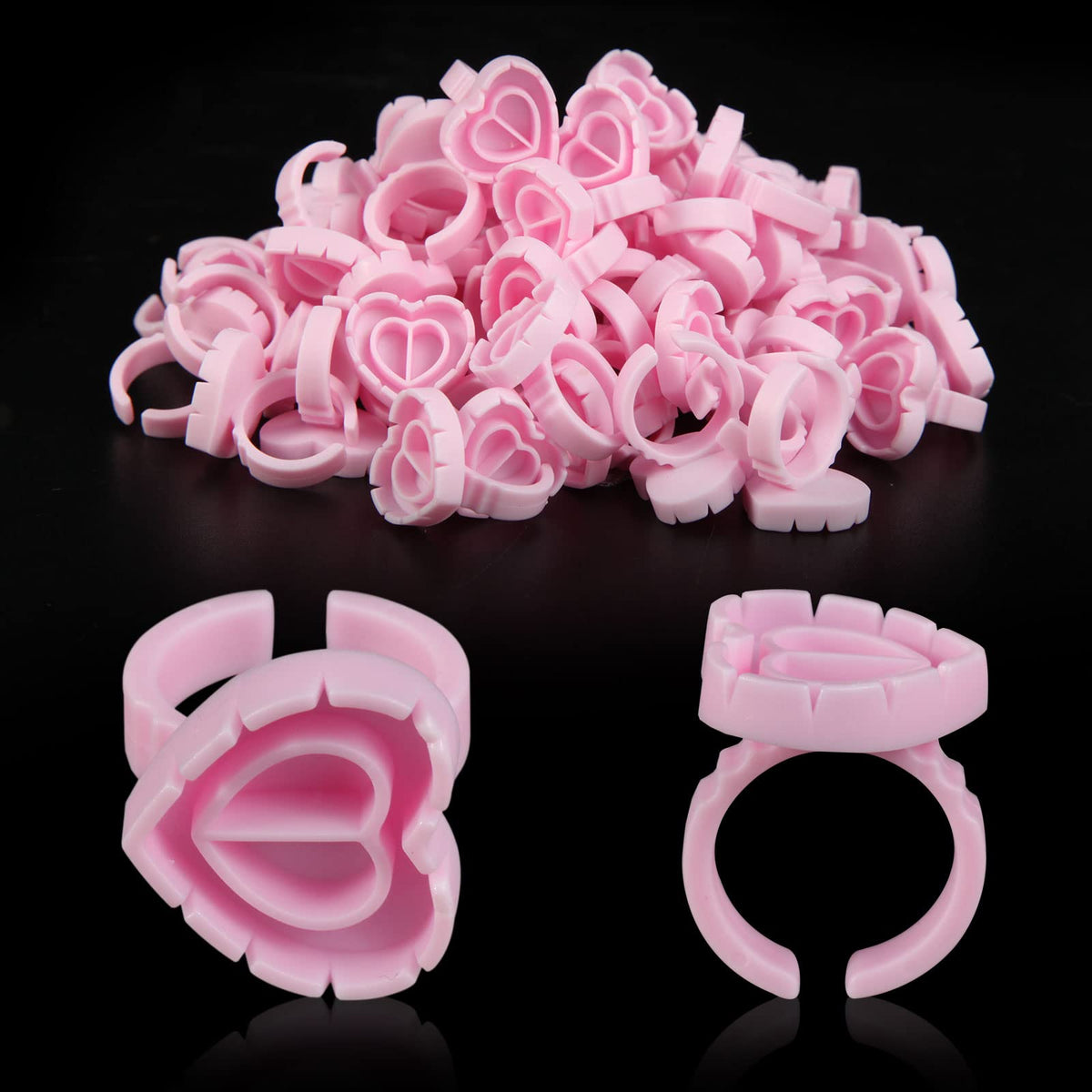ZXMFDZ 100PCS Glue Rings Lash Rings for Glue, Pigment Rings for Eyelash Extensions Eyelash Glue Holder Lash Glue Ring Smart Disposable Cups Pink