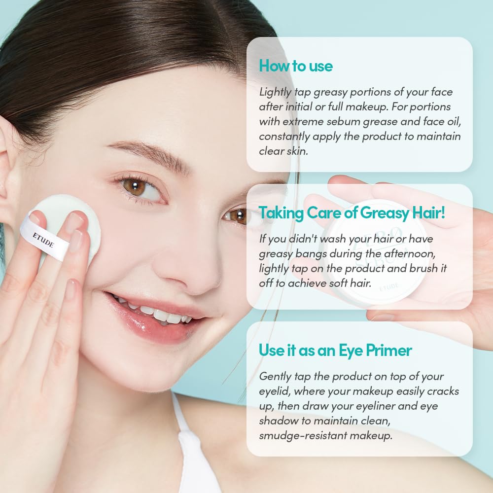 ETUDE Zero Sebum Loose Setting Powder for Oily Skin, Soft Matte, 0.14 oz