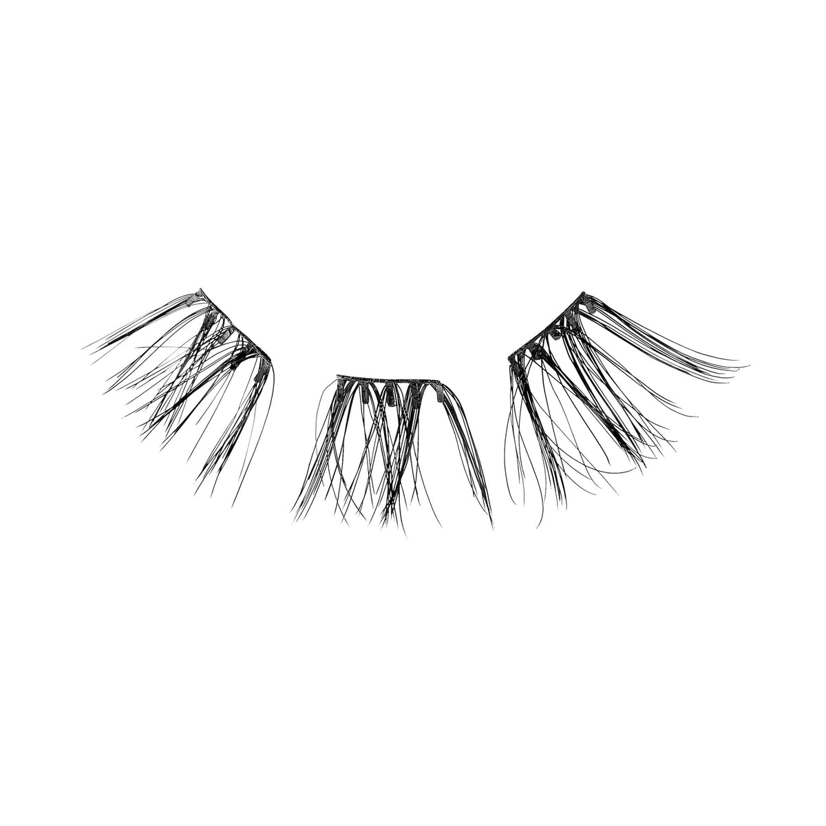 Kiss Impress Falsies Press On Self Adhesive Eyelashes, 14mm-16mm Natural Volume Press On Lashes, Black, No Glue Needed, Invisible Band, 12 Lash Clusters - Edgy