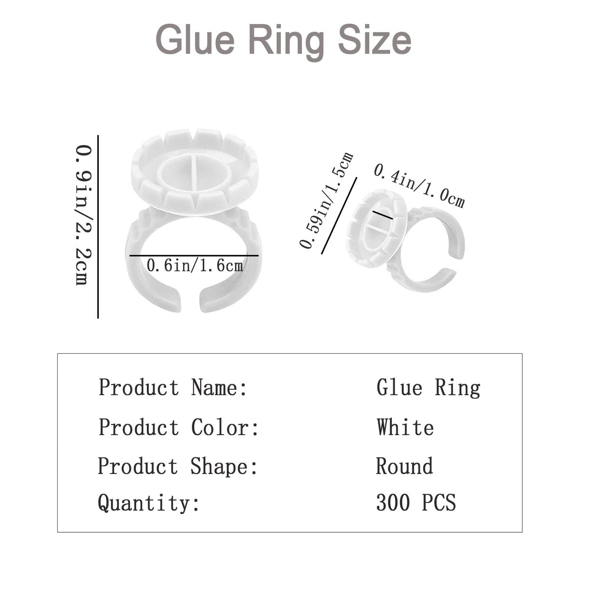 Glue Rings for Eyelash Extension, 300 PCS Glue Rings Lash Extension Supplies Lash Rings for Glue, Disposable Glue Cups Eyelash Glue Holder Lash Extension Glue Rings, Lash Fan Blossom Glue Cups, White