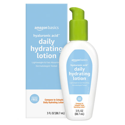Amazon Basics Hyaluronic Acid Face Moisturizer, Hydrating, Oil-Free, Fragrance Free, Dermatologist Tested, 3 Fluid Ounces (1-Pack)