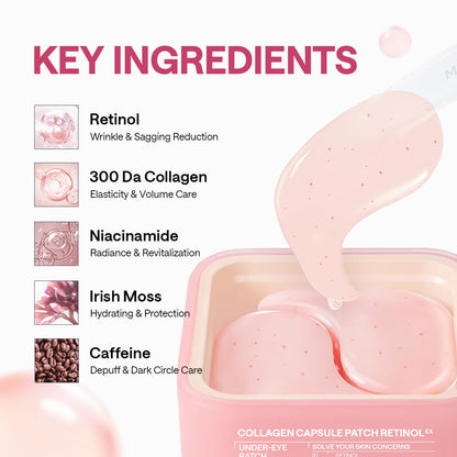 MEDIHEAL Retinol Collagen Capsule Eye Patches (60 Count) Wrinkles & Firming