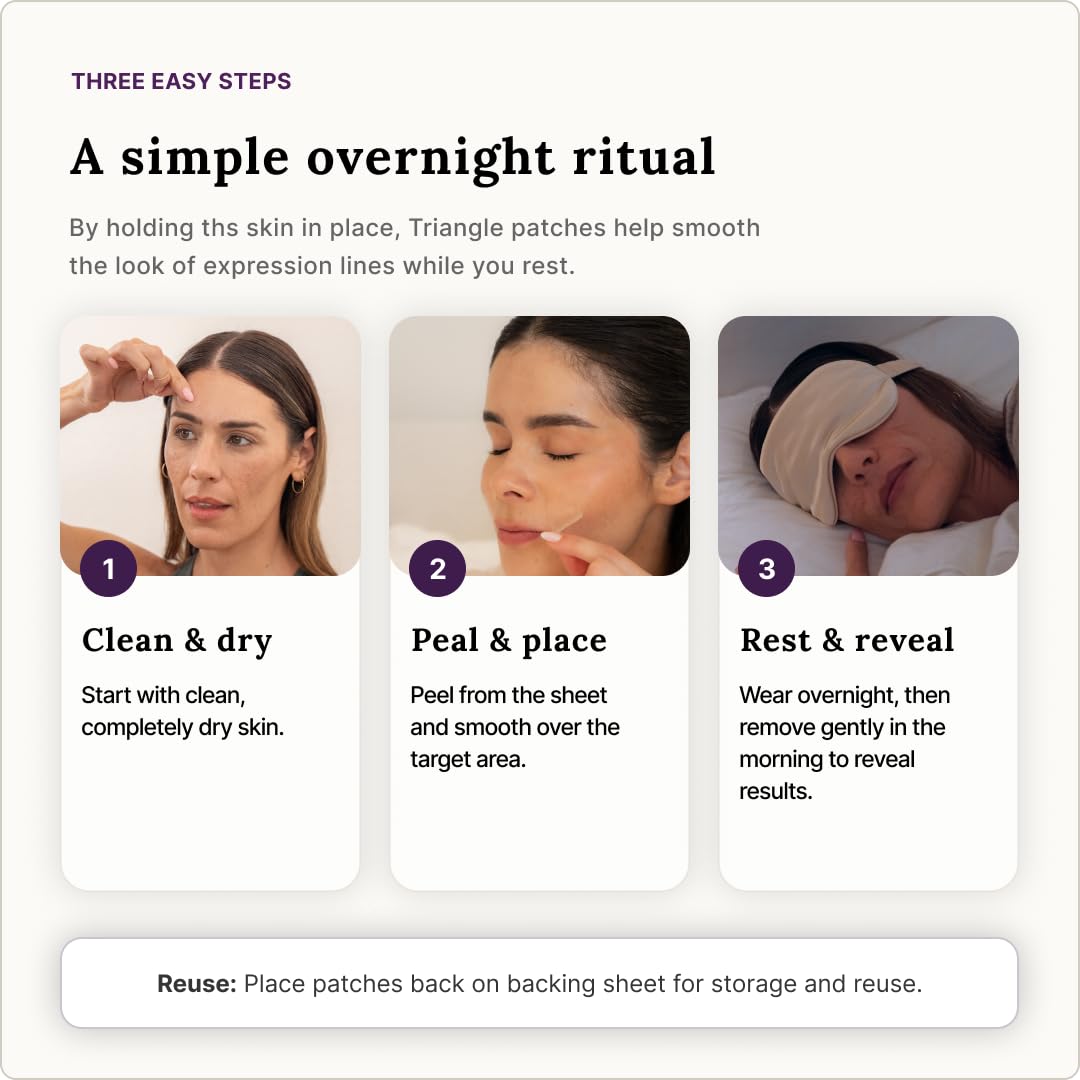 Toute Nuit Triangle Wrinkle Patches - Multi-Zone Face Tape, 45ct
