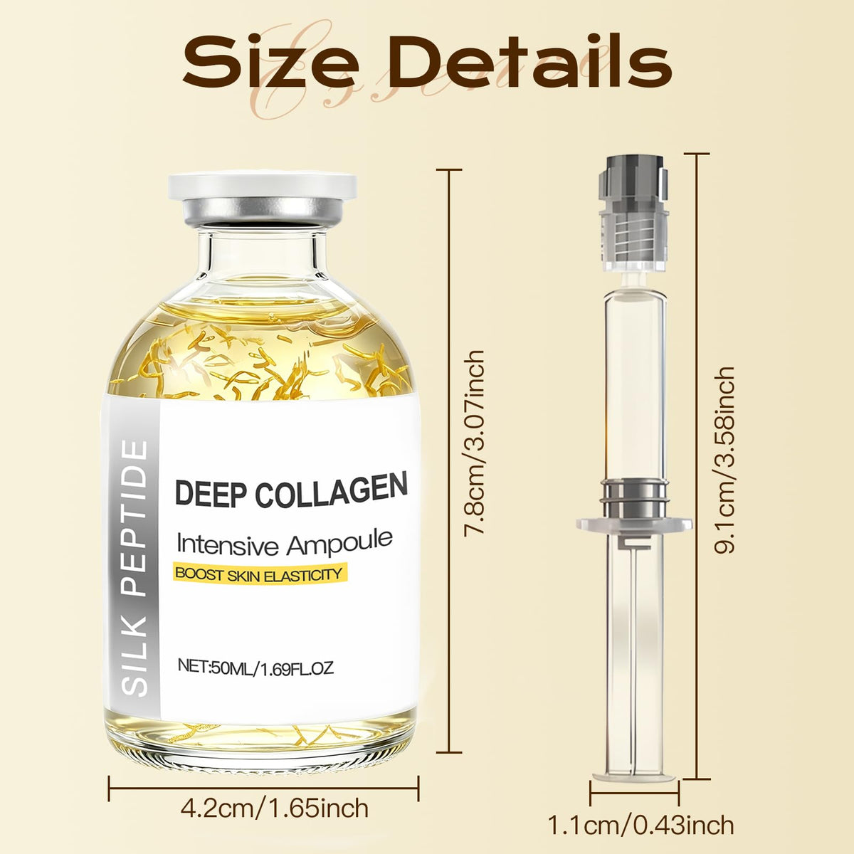 Deep Collagen Serum Silk Peptide Ampoule, Copper Peptides, Intensive Hydrating Skin Care Facial Serum for Boost Skin Elasticity, Anti-Aging, Instant Face Lift for All Skin Types (1.69Fl Oz / 50ML)