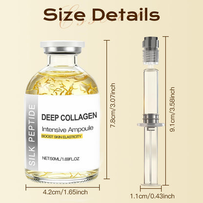 Deep Collagen Serum Silk Peptide Ampoule, Copper Peptides, Intensive Hydrating Skin Care Facial Serum for Boost Skin Elasticity, Anti-Aging, Instant Face Lift for All Skin Types (1.69Fl Oz / 50ML)