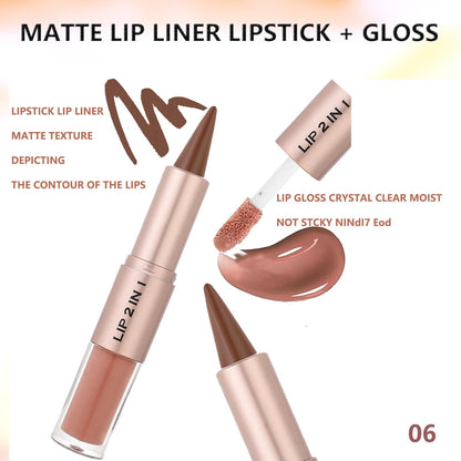 MiaSarah Lip Liner Gloss Lip Combo Sets Kit,Nude Brown Lip Liner and Brown Gloss Set, lip combo sets for black women, High Pigmented Long Lasting Plumping Lip Gloss Lipstick Waterproof Lip Combo 06