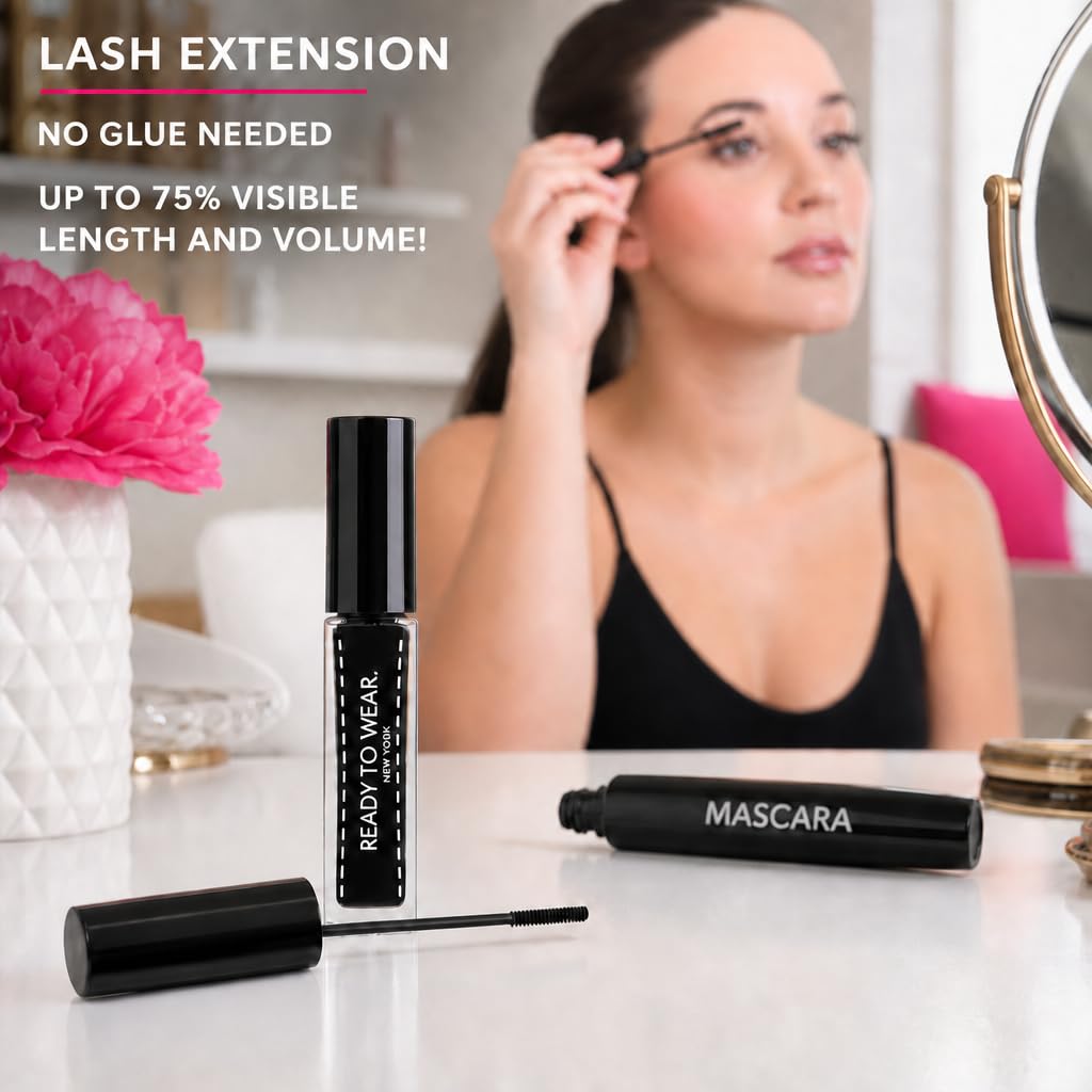 Ready To Wear Lash Extension - Fine DRY Fibers to Extend Lashes, Instantly Volumize & Elongate - No Glue Needed (Must use with Mascara)