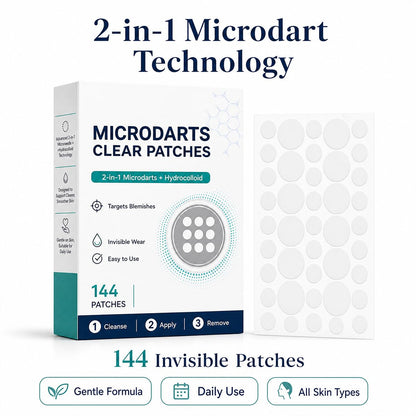 3PCS Microdarts Clear Patches, 2-in-1 Microdarts & Hydrocolloid Patch, Gentle Formula for All Skin, Natural Hydrocolloid Patches for Women and Men