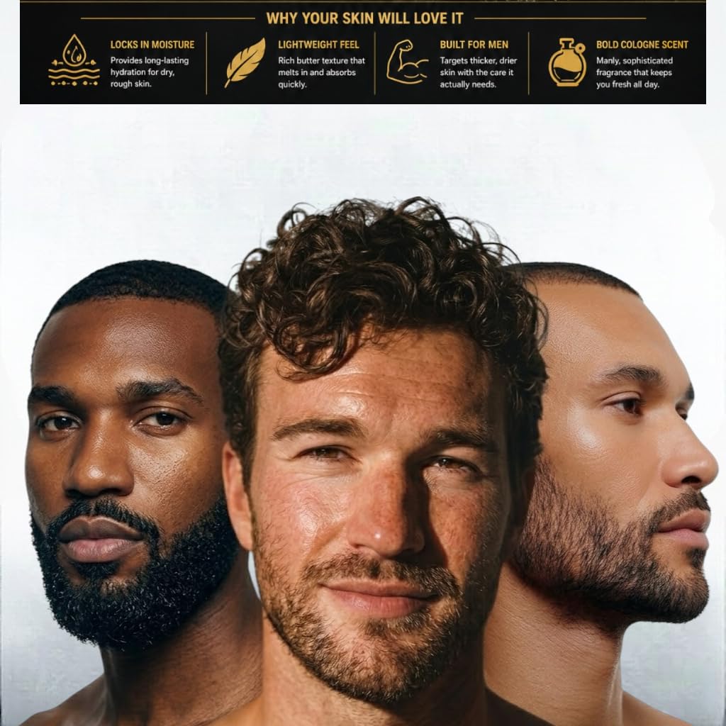 Body Butter for Men, Cologne Scented Shea & Cocoa Butter Cream