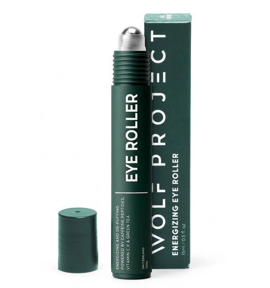 Wolf Project Energizing Eye Roller | Vitamin C Peptides Caffeine Roller for Eye Bags, Dark Circles, Fine Lines | Korean Beauty Serum | Brightening, Refreshing & Cooling Eye Gel Roller